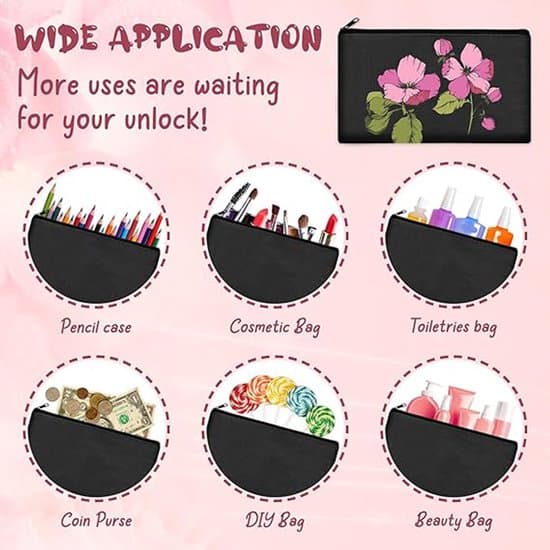 10-pack förvaringsväskor - Canvas - Dragkedja - 21x12 cm - Svart