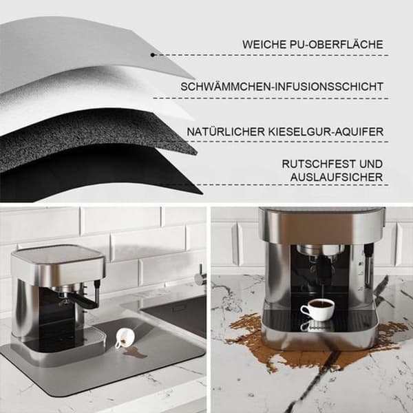 Kaffemaskine absorberende måtte, velegnet til køkken, sort, 30*40 cm