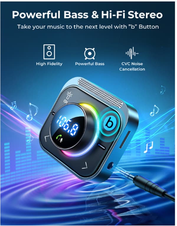 Bluetooth FM-sender Bilradio USB Hurtigoplader Adapter MP3-afspiller Håndfri