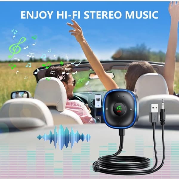 Bil Bluetooth aux-adapter, Bluetooth aux-adapter 5.3 med mikrofonbrus