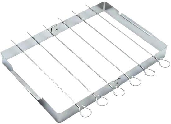 Grillværktøjssæt - Foldbar rektangulær grill i rustfrit stål, 36,5x24,7x3,6 cm til satayspyd