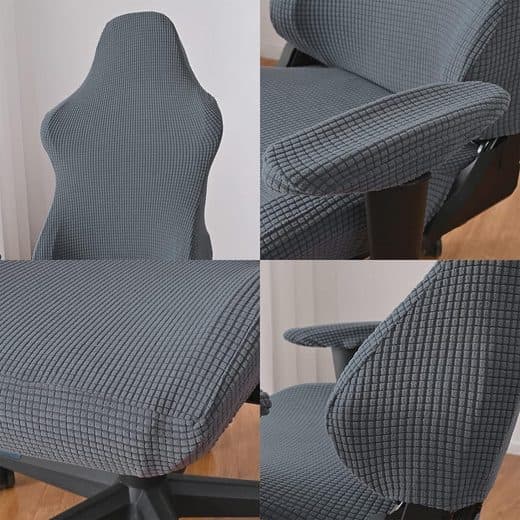Stolsöverdrag, gamingstolsöverdrag, 4-delat set - grå