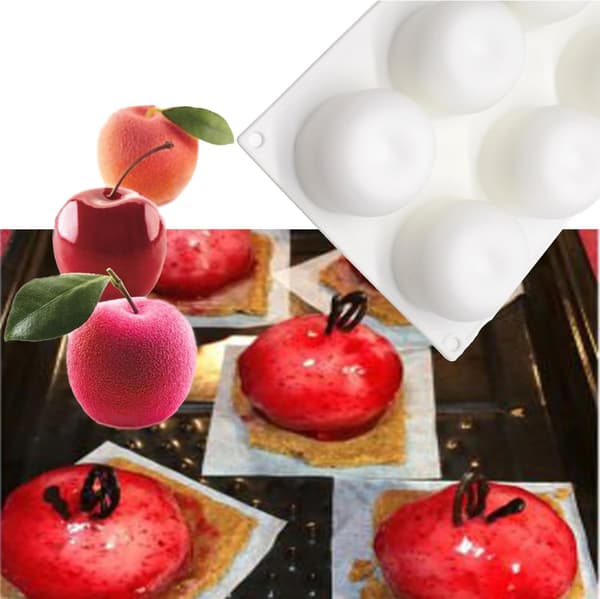 3D Æble Silikoneform - DIY Sæbe, Gelé, Budding & Chokolade Kugleform til Sfærisk Mad, Kager & Mousse (Hvid)
