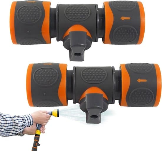 Trädgårdsvattenslangkoppling - vattenslangadapter - vattenslang - med avstängningsventil - 2-pack - grå