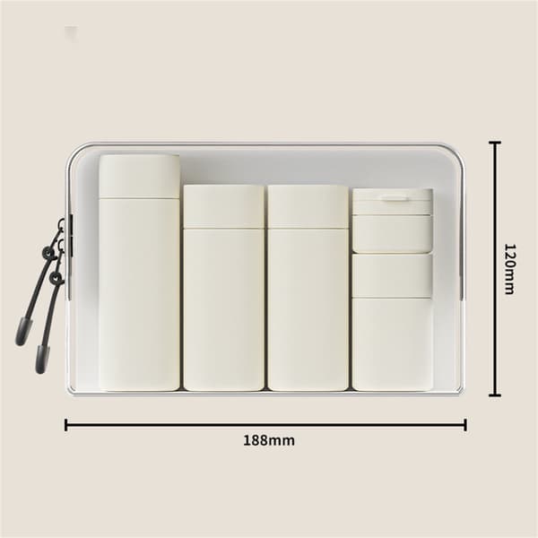 5-pack läckagesäkra reseflaskor för schampo, balsam och lotion (benvit)