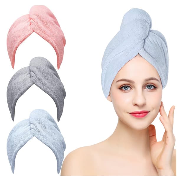 Knap hurtigtørrende mikrofiber turban, meget absorberende, blå