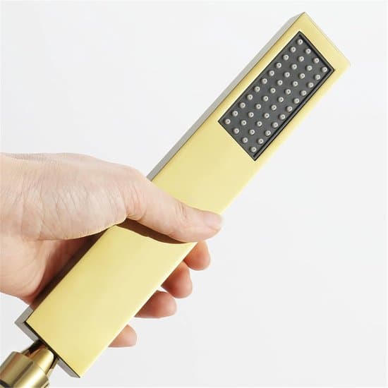 Håndbrusersæt - Brusehoved med stang - Justerbart brusehoved - Messing og rustfrit stål - Højdejusterbart - Guld