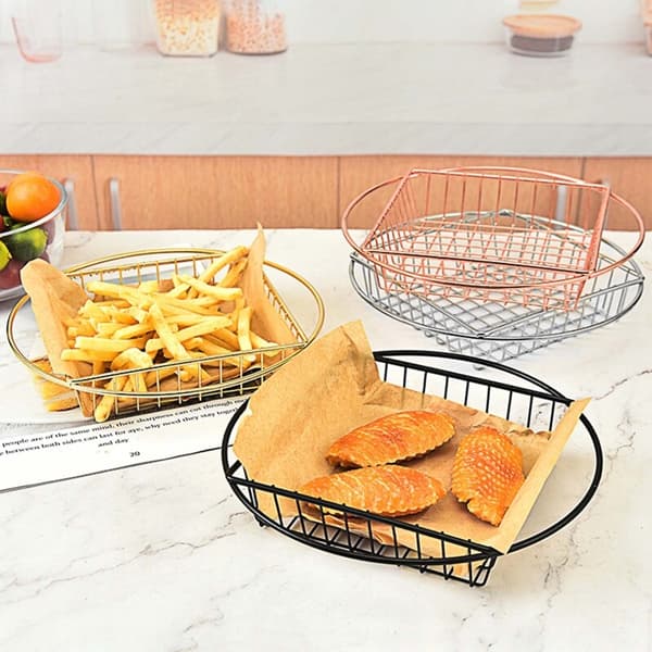 Frieskorg Pommes Frites Servering Rund Presentationskorg Svart