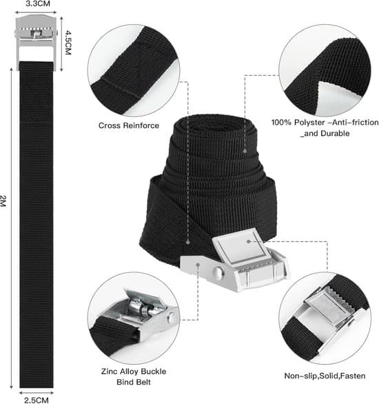 Bindestropper - 2 meter - Bindestropper - Kabelbindere - 6 stk. - Kabelbindere - Sort