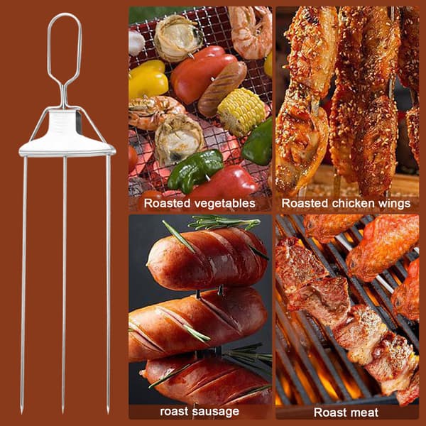 Grillgaffel i rustfrit stål, skydestang, uundværligt grilltilbehør.