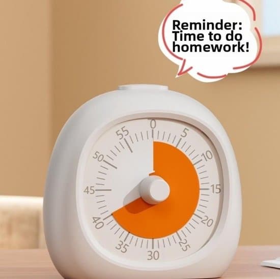 Visuel Timer - Timer - 9x9,5 cm - Genopladelig - Studietimer til Børn og Voksne - ADHD Timer - Køkkentimer - Magnetisk - Hvid og Orange