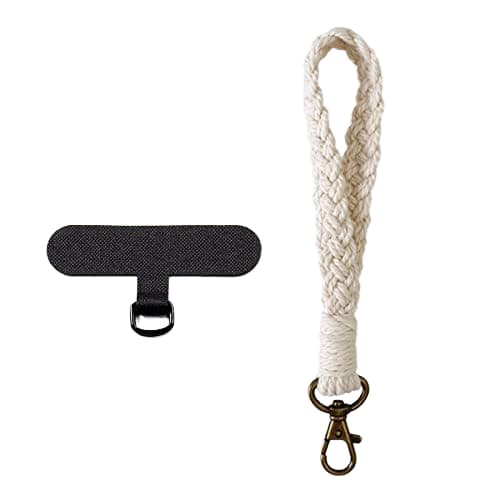 2-delt vævet nøglering, armbåndsnøglering, med sort og hvid patch