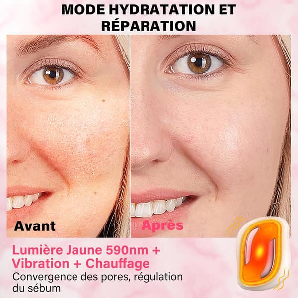 Elektroterapi ansigtsmassage, vibration/varme, 4 EMS-tilstande, 4-farvet enhed