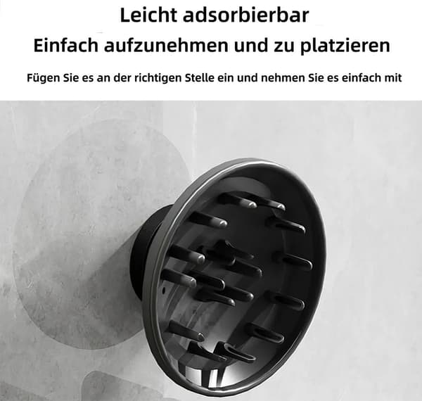 Hårtorkshållare, väggmonterad hårtorkshållare med 5 magnetiska munstyckshållare, grå