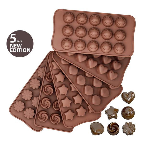 6-delt chokoladeformssæt, non-stick belægning, silikoneform