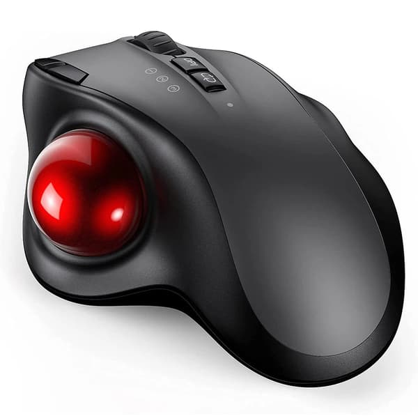Genopladelig Trackball Trådløs Mus, Bluetooth 2.4G USB, Ergonomisk, PC/Android/Windows, 3 DPI-niveauer