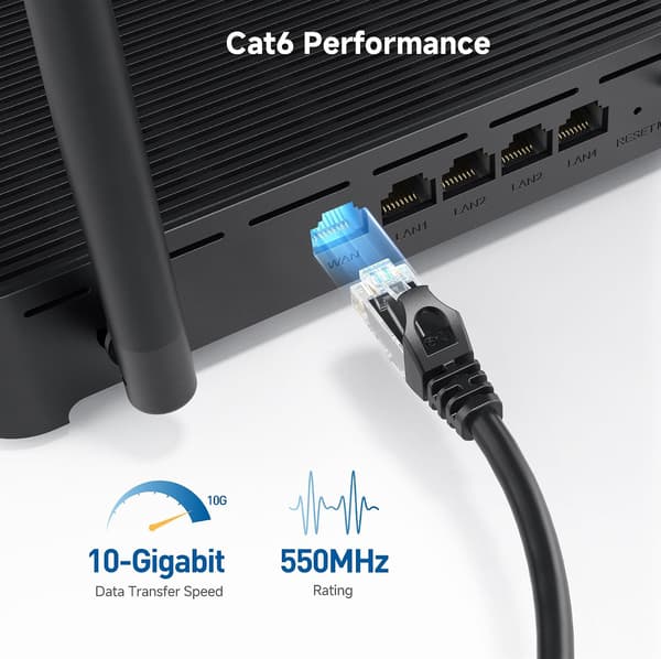 10 Gbps 5-pak Cat 6 Ethernet-kabel 5m Sort