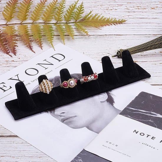 Fingerring Display Standere, Sort Rektangulær Fløjl Ring Udstillingsdisplay Smykke Organizer Stand Ring Opbevaring Smykkeholder, Sort