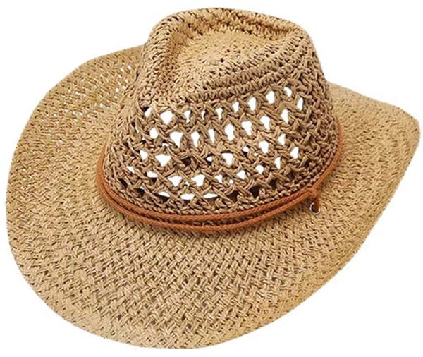 Strå cowboyhat til voksne - khaki