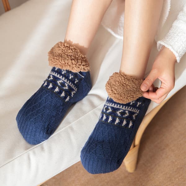 Vinter sherpa gulvstrømper L:39-42 blå
