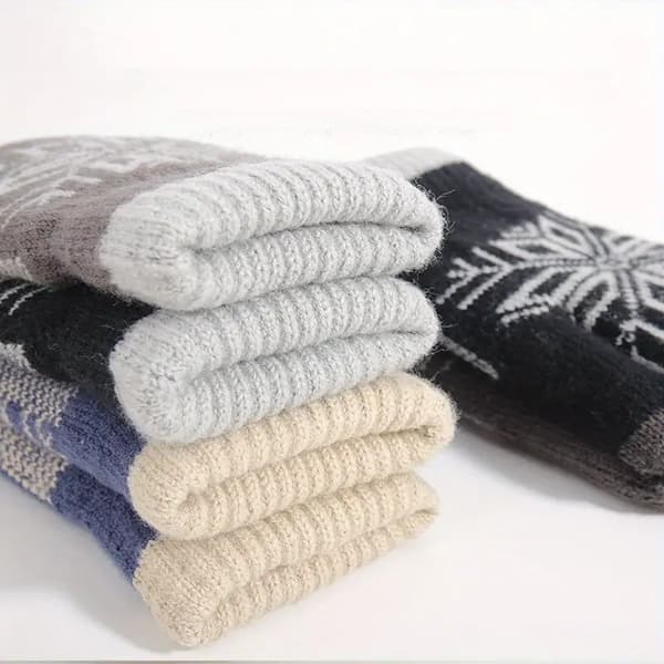 Herre Dobbeltlags Strikhandsker Efterår Vinter Jacquard Touchscreen Fleece - Sort
