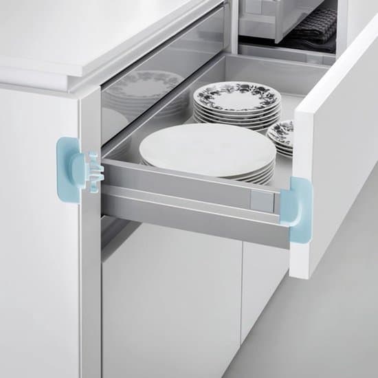 Kylskåpslås för barnsäkerhet - Låda Lås, Självhäftande, Multifunktionellt Lås (Blå, 4-pack)