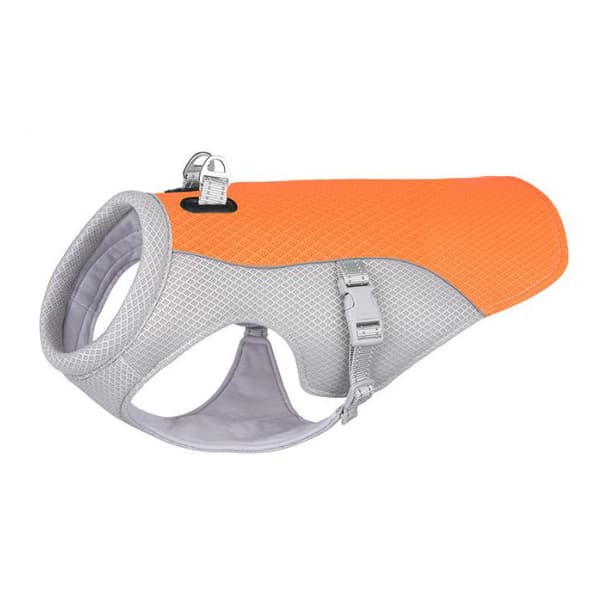 Åndbar kølevest til hunde med titanium D-ringe (blå, størrelse M).