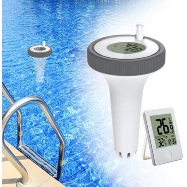 Trådløst flydende indendørs/udendørs termometer. Flydende termometer til swimmingpool. Digitalt pooltermometer med LCD-display. til indendørs og...