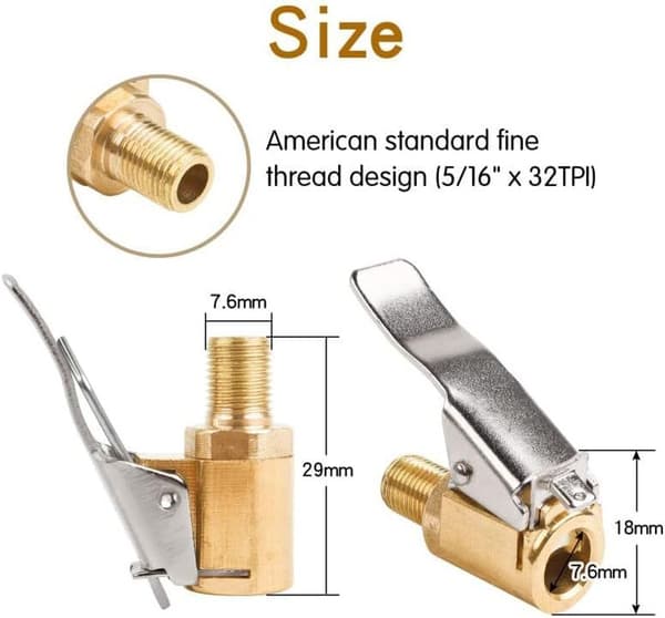 2 stk. 8 mm bilventilstammeforbindelse, messing bilventiladapter. dyse til dækpumpning med trykluft