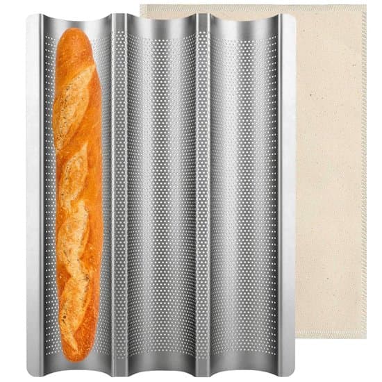 Baguettebageform (med bageklæde) - Rustfrit stål af høj kvalitet - 1 stk.