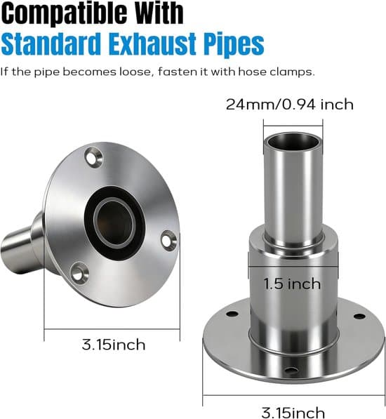 Udstødningsskrogsforbindelse - 316 rustfrit stål - 24 mm - Dieselvarmer