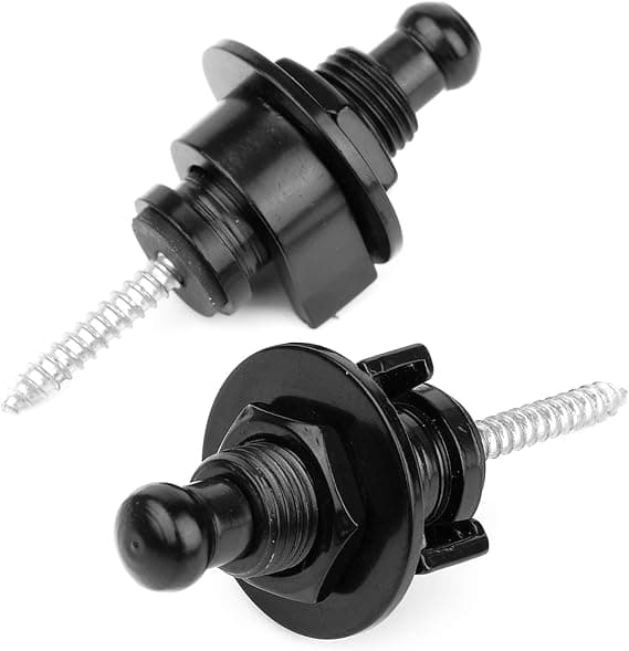 Gitarrbandlås och knapp säkerhet snabbkoppling med säkringssystem nickel (4-pack, svart)