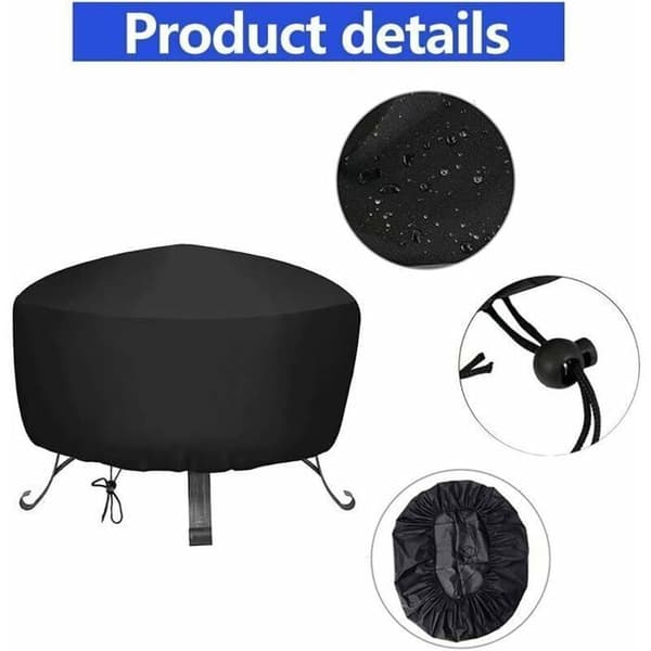 Grill eldstadsskydd, runt eldstadsskydd med dragsko, vattentätt Oxford-tyg eldstadsskydd - diameter 85x40