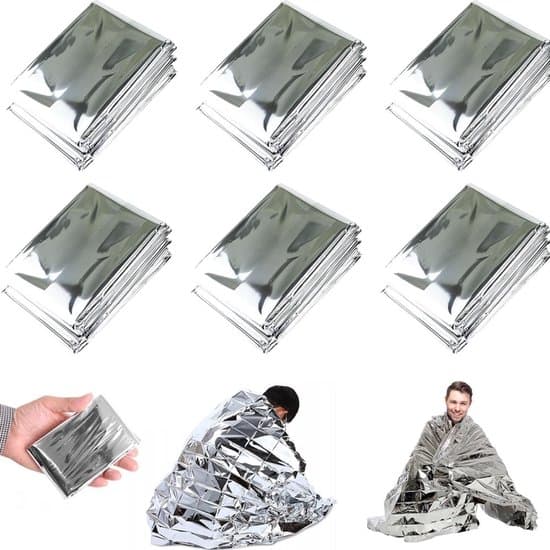 6-pack utomhus termiska överlevnads- och nödfiltar (210x160cm)
