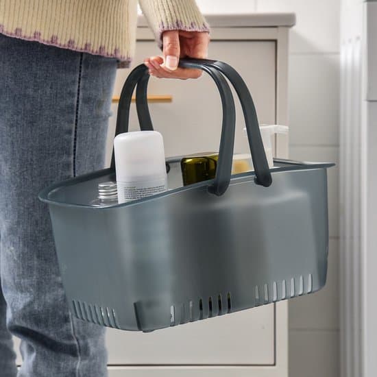 Stor bärbar duschkorg i plast för studentrum och kök