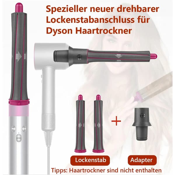 30 mm krøllejerns-tilbehør til Dyson Supersonic – forlænger-tilbehør + adapter til bløde bølger og krøller