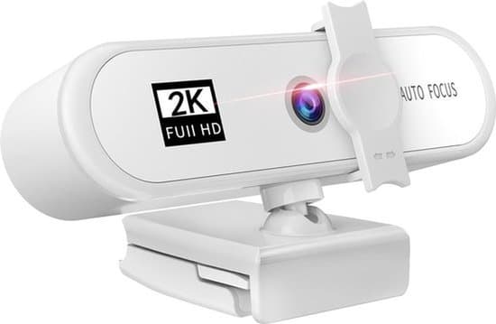 Webbkamera - Full HD - Vit - 2K - Med skydd - FULL HD-kamera USB - Extra säkerhetsskydd