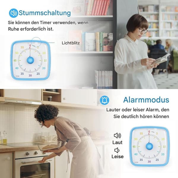 Visuell timer, 60-minuters nedräkningstimer, regnbågsmönster barntimer
