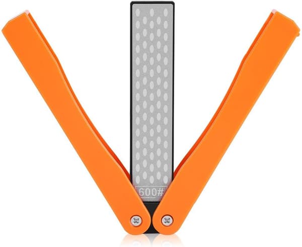 Vikbar dubbelsidig knivslipsten, kök utomhus campingbruk - orange