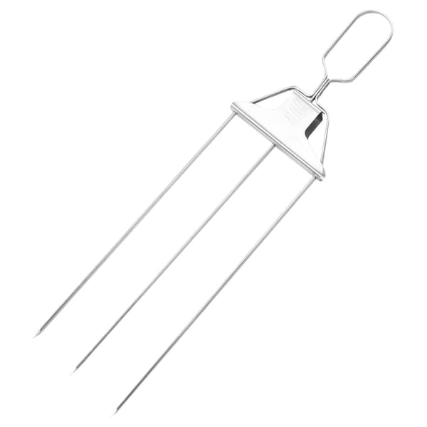 Grillgaffel i rustfrit stål, skydestang, uundværligt grilltilbehør.