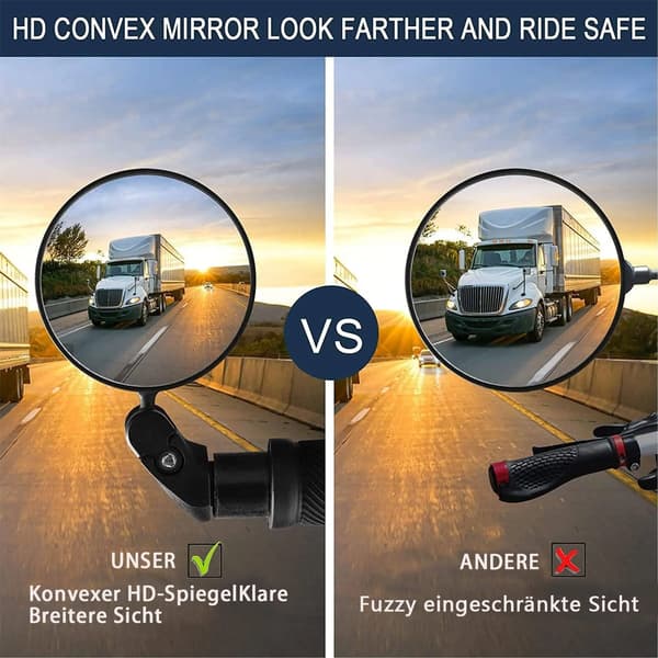 2-pack 360° justerbara vidvinkelcykelstyreändbackspeglar