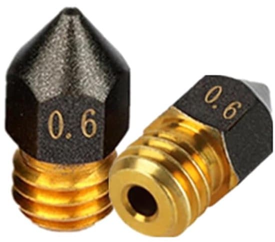 3D-printer reservedele - 3D-printerdyser - 2-delt MK8 vulkanske messingdyser 0,6 mm, egnet til 1,75 mm Ender3 Pro/CR10/S