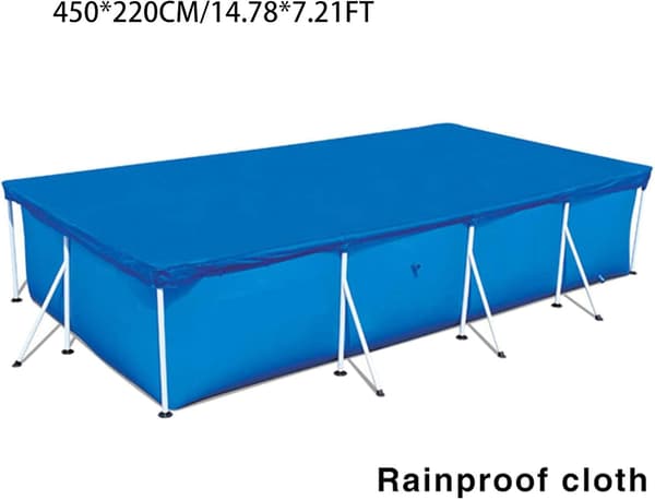 Tjock rektangulär poolöverdrag, dammtätt och regntätt, lämpligt för ovanmarkspooler (450*220cm)