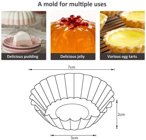 50-delt sæt sølv SS æggetærteforme skålformede æggetærter cupcake kage cookieforme buddingforme bageværktøj