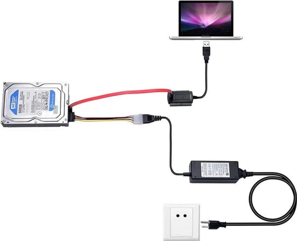 SATA til USB-adapter til 2,5-\" & 3,5-\" SATA-drev, HDD'er & SSD'er, fungerer som HDD-drevdock & IDE-drevdock, superhurtig