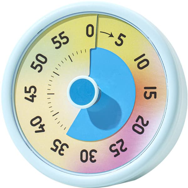 Visuel regnbue nedtælling digital timer & alarm (himmelblå), lydløs 60-minutters tidsstyring.
