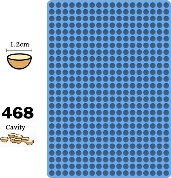 Todelt mini rund silikoneform sæt, 468 formhulrum / chokolade dråbeform