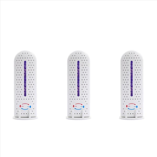 3-pack mini bärbara avfuktare, lämpliga för badrum, sovrum och omklädningsrum.