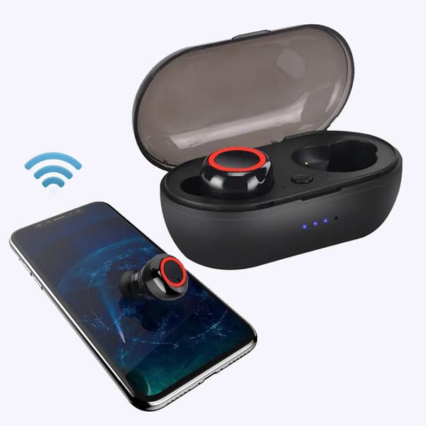 True Wirel. BT Headset BT 5.0 Touch Svart Röd