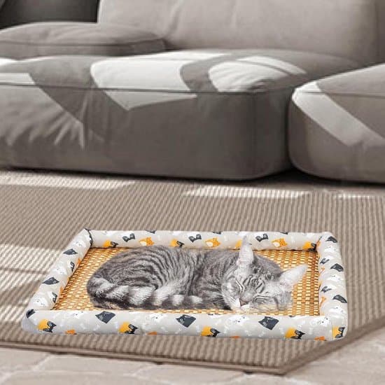 Kølemåtte i flet til katte - 70x55 cm - Grå
